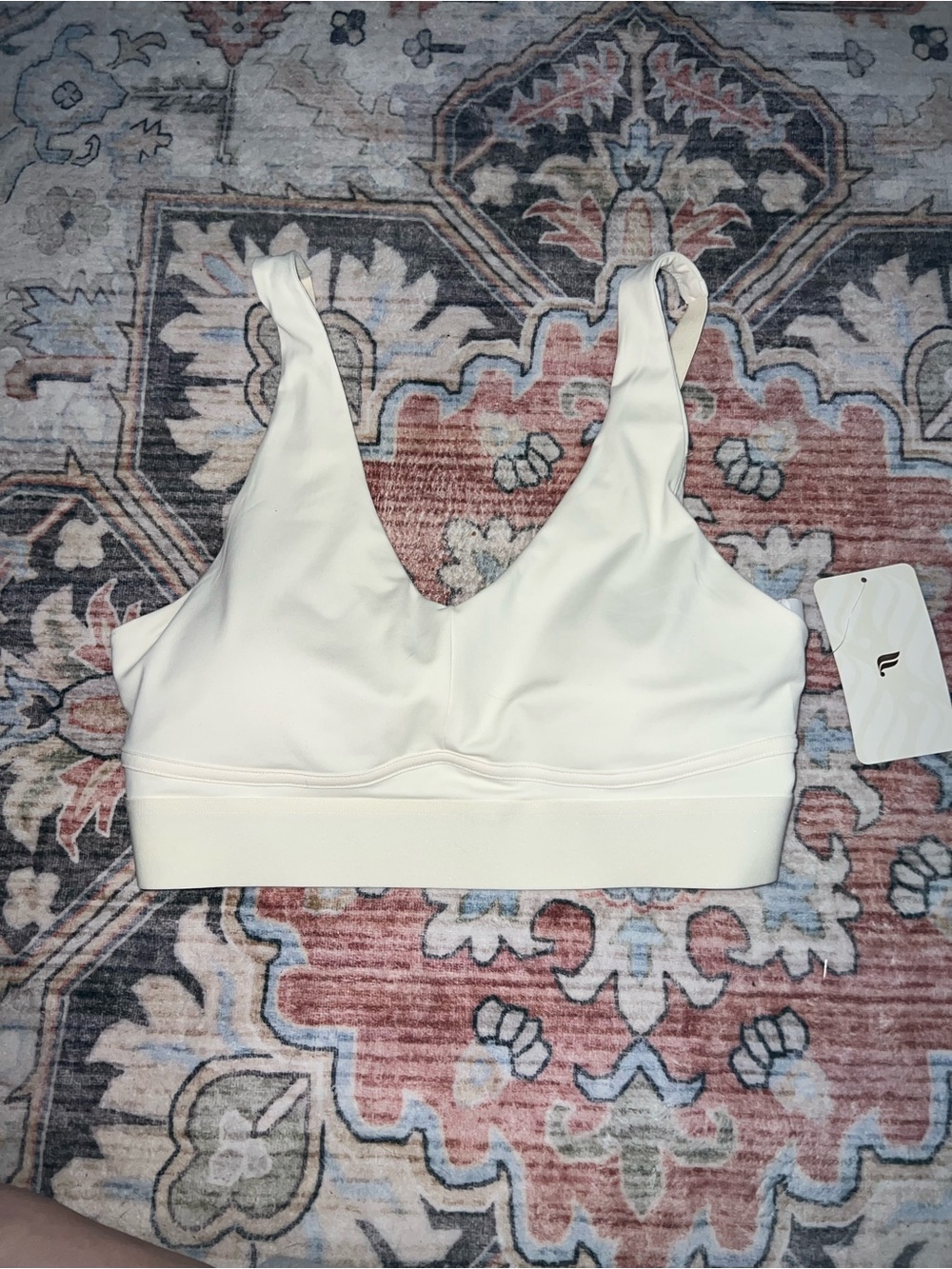 Fabletics Cream Wireless V-Neck Bralette